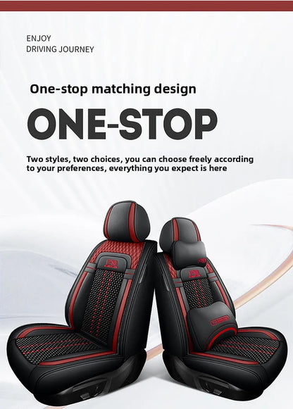 Universal Auto Split Seat Car Full Seat Cover Breathable Ice Silk Nappa Leather Car SUV Cushion Full Seats Cover Protection