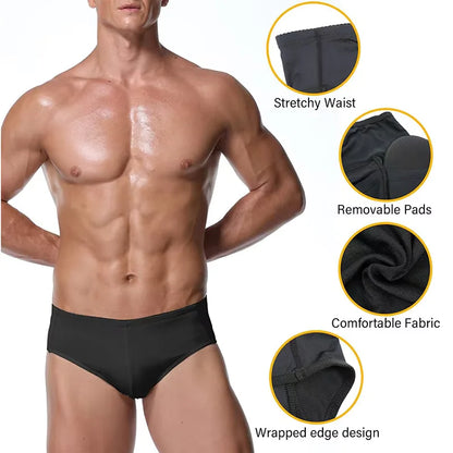 Miss Moly Mens Padded Underwear Breathable Underwear Shapewear Sexy Butt Lifter Tummy Control Boxers with Detachable Pads