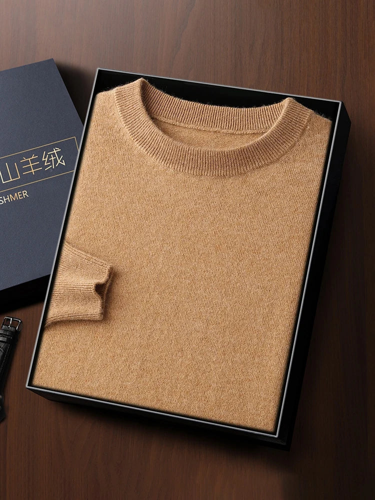 Fashion 100% Merino Wool Men's Sweater O-Neck Long Sleeve Pullover Spring Autumn Winter Basic Jumper Clothing Knitwear Tops