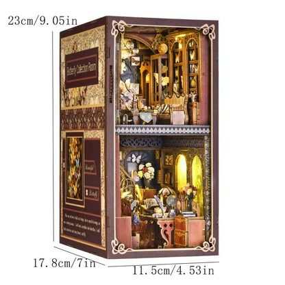 Wooden Book Nook Kits Miniature Wooden Doll Houses 3D Puzzles Assembly Building Toys Bookshelf Insert Decoration Toys For Gift