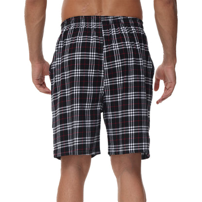 100% Cotton 3Pcs Mens Underwear Boxers Shorts Male Breathable Loose Pajama Sleep Bottoms Shorts Plaid Comfortable Homewear
