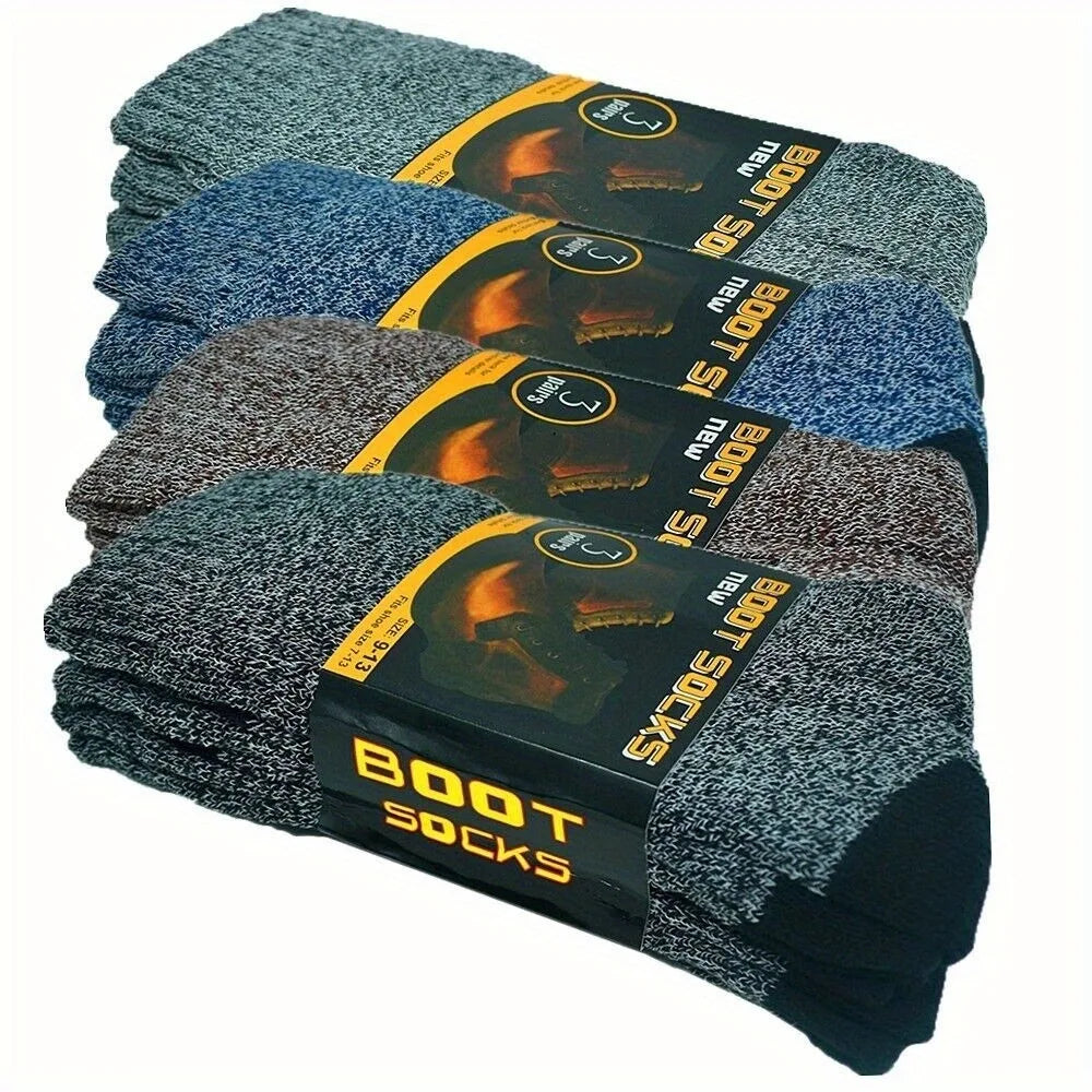 3-6 pairs of men's winter heavy-duty warm cotton boots and work socks