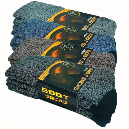 3-6 pairs of men's winter heavy-duty warm cotton boots and work socks