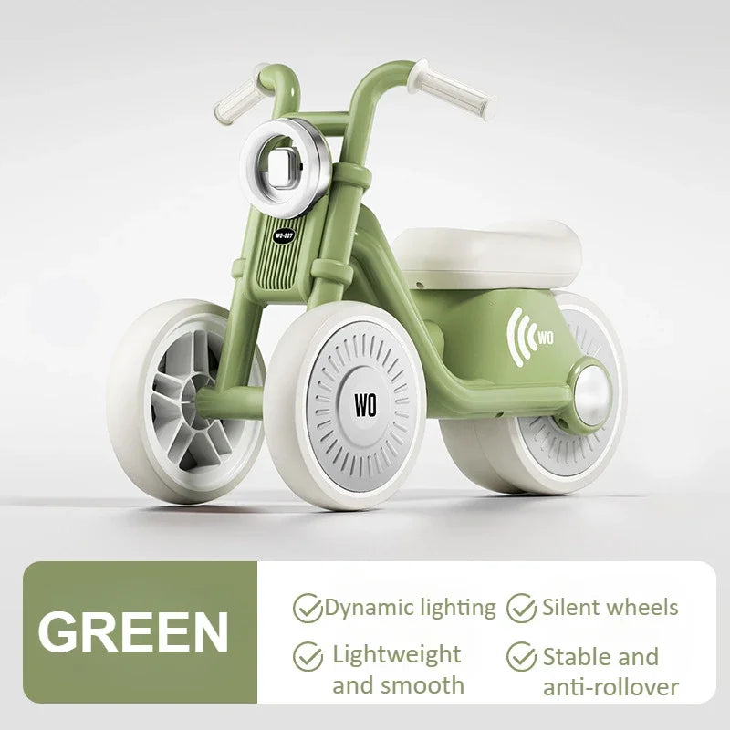 Kids Balance Bike Ride-on Motorcycle Toddler Balance Bike with Music & Lights Sturdy Non-Tip Design Quiet Wheels for Boys Girls