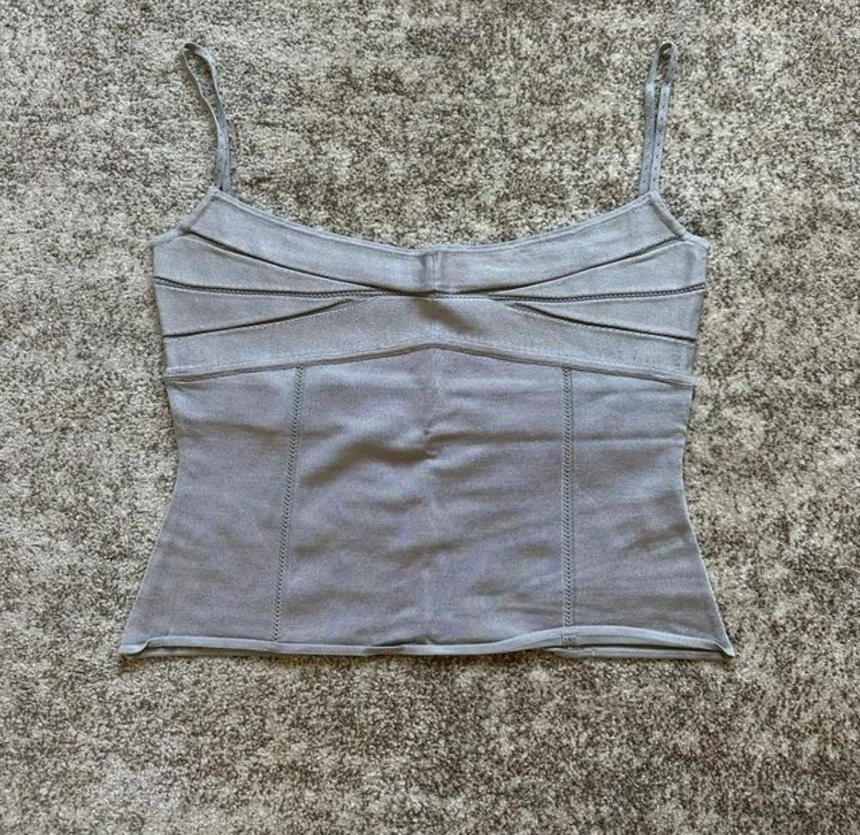 Tankair Basic Silver Grey Green Shiny Knitted Elastic Strap Vest Women's Fashion Summer Short Length  Color Casual Wear