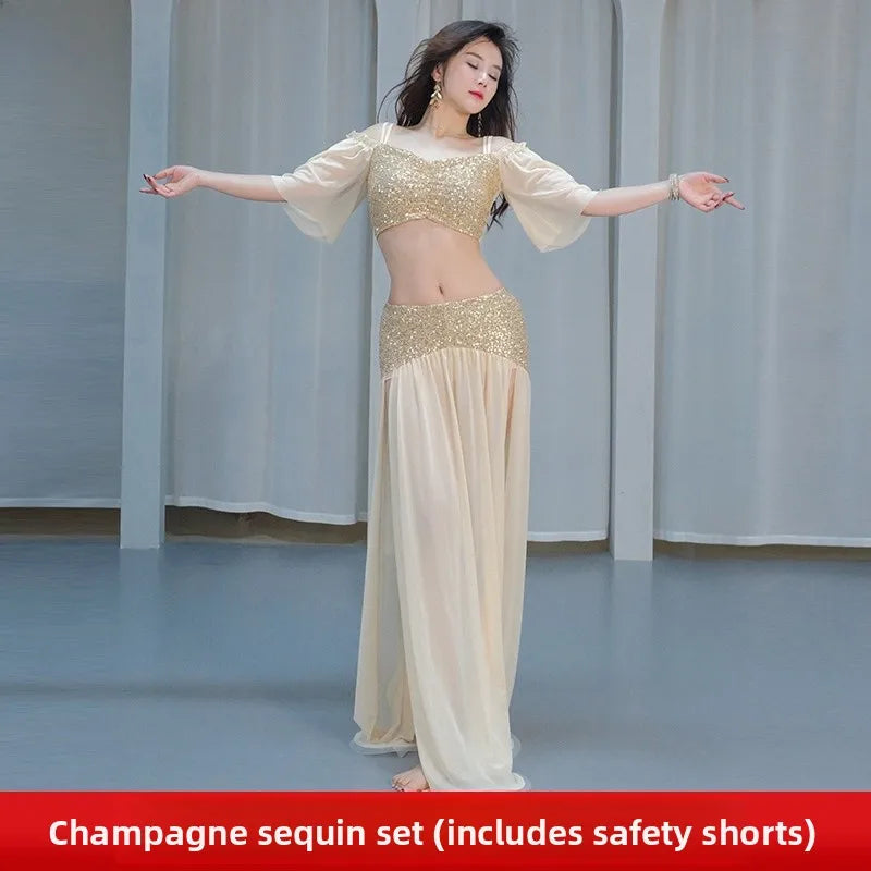 Sexy Sequin Belly Dance Costume 2025 Summer New Arrival High-End Practice Suit Performance Ethnic Dancewear Chinese Manufacturer