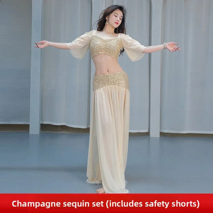 Sexy Sequin Belly Dance Costume 2025 Summer New Arrival High-End Practice Suit Performance Ethnic Dancewear Chinese Manufacturer