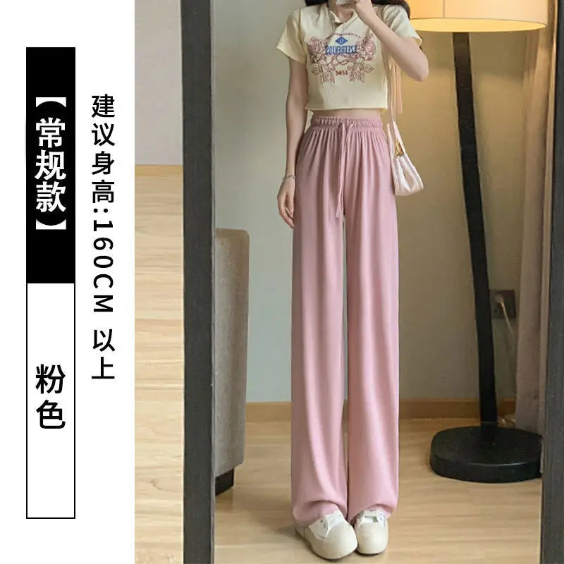 Slimming High Waist Ice Silk Wide Leg Pants for Pear aped Women Casual Summer orts plus Size  pe Comfortable Trousers