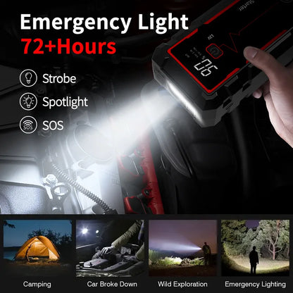 12V Portable Jump Starter Car 5000A Battery Car Starter Self-driving Flame Off and Electric TreasureFor 8-10L Petrol Diesel Car