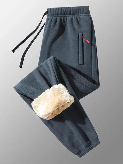 M-8XL  Plus Size Men's Winter Warm Pants with 2 Zip Pockets Thickened Fleece Jogger Pants Snow Cold Thermal Sweatpants