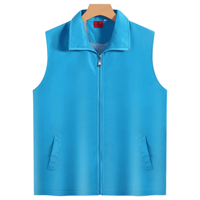 Fashion Vest Custom Logo Solid Color Sleeveless Vest Embroidery Company Team Brand Design Thin Charity Vest Print Pattern Text