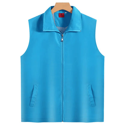 Fashion Vest Custom Logo Solid Color Sleeveless Vest Embroidery Company Team Brand Design Thin Charity Vest Print Pattern Text