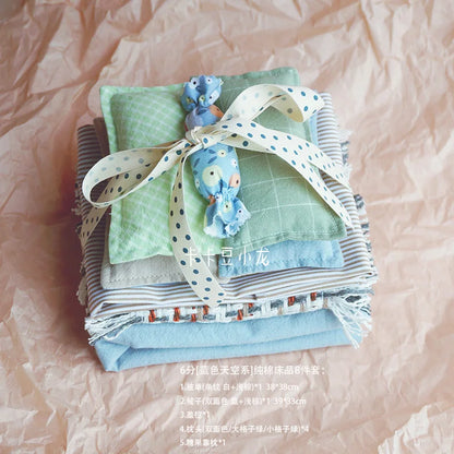 1/6 1/12 Doll House Model Furniture Accessories Cotton Bedding Set Bjd Ob11 Gsc Blyth Lol Miniature Dollhouse Sheet Quilt Pillow
