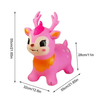 Bouncy Horse Inflatable Ride on Horse Bouncer Kids Jumping Hopping Animal Toys for Outdoor Home Preschool Classroom Playroom