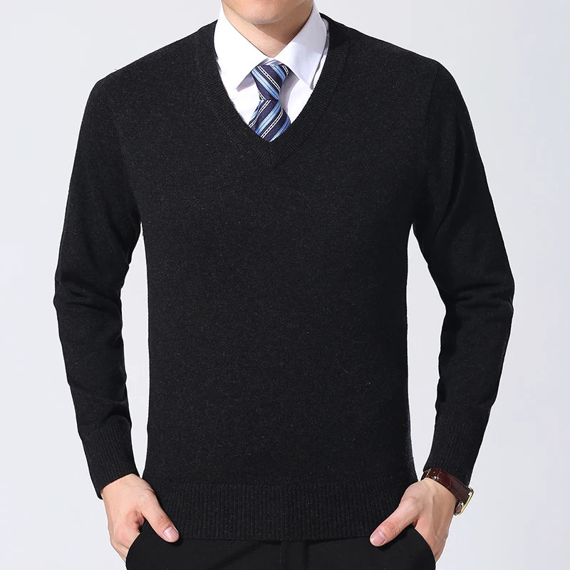 2025 New Fashion Brand Sweater Mens Pullover V Neck Slim Fit Jumpers Knitting Thick Warm Autumn Korean Style Casual Mens Clothes