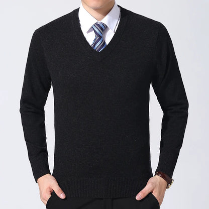 2025 New Fashion Brand Sweater Mens Pullover V Neck Slim Fit Jumpers Knitting Thick Warm Autumn Korean Style Casual Mens Clothes