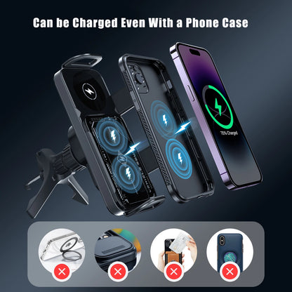 Car Wireless Charger Stand Fold Screen Fast Charging For Samsung Galaxy Z Fold 6 5 4 S24 Ultra iPhone 16 15 14 Pro Phone Holder