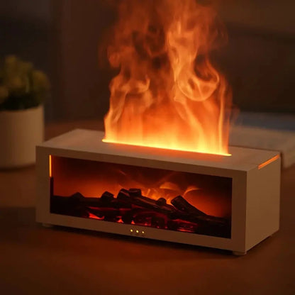 Fireplace humidifier aromatherapy diffuser, equipped with remote control color lights, automatically shuts off in case of water