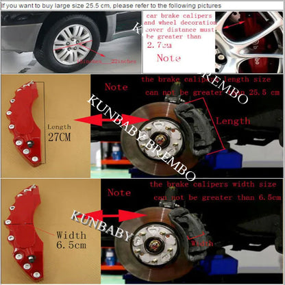 KUNBABY Universal 4 Or 2Pcs Aluminum Metal Brake Caliper Cover Without Logo Styling Fixing By Screws Car Accessiries