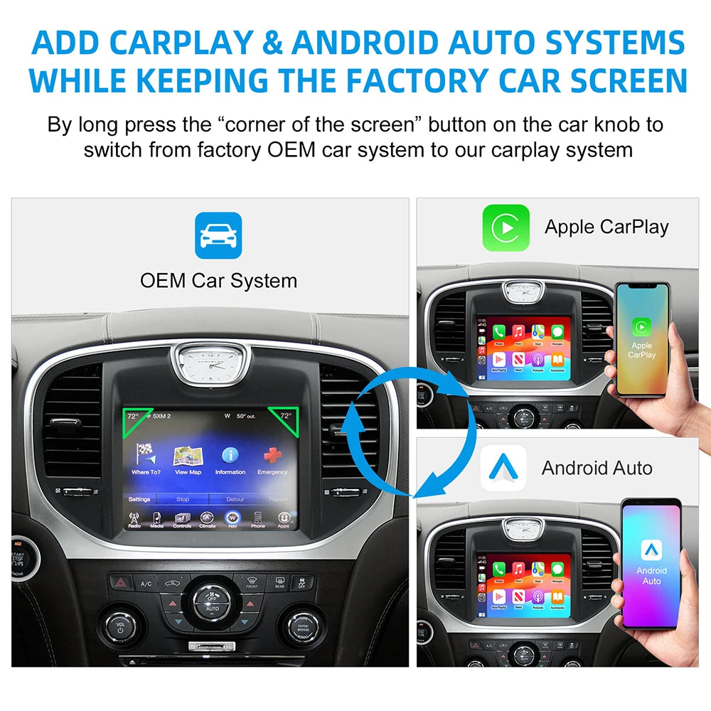 Wireless CarPlay Android Auto Retrofit Kit Decoder Box For Chrysler 300 Series 2011 2012 2013 2014 2015 2016