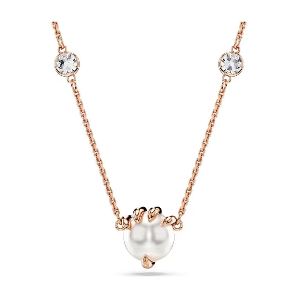 New Swa Concealed Pink Heart shaped Romantic Pendant Kirin Fashion High end Moon Versatile Accessory Necklace