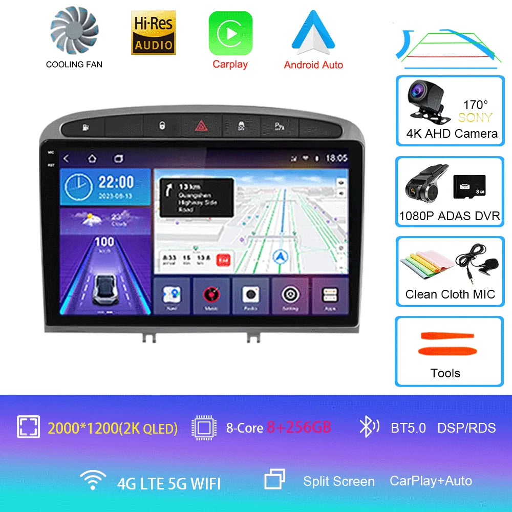 Android 16 Car Radio for Peugeot RCZ 308 SW 2007-2015 408 2012-2020 2DIN Multimedia Navigation GPS Carplay Auto Head Unit WIFI