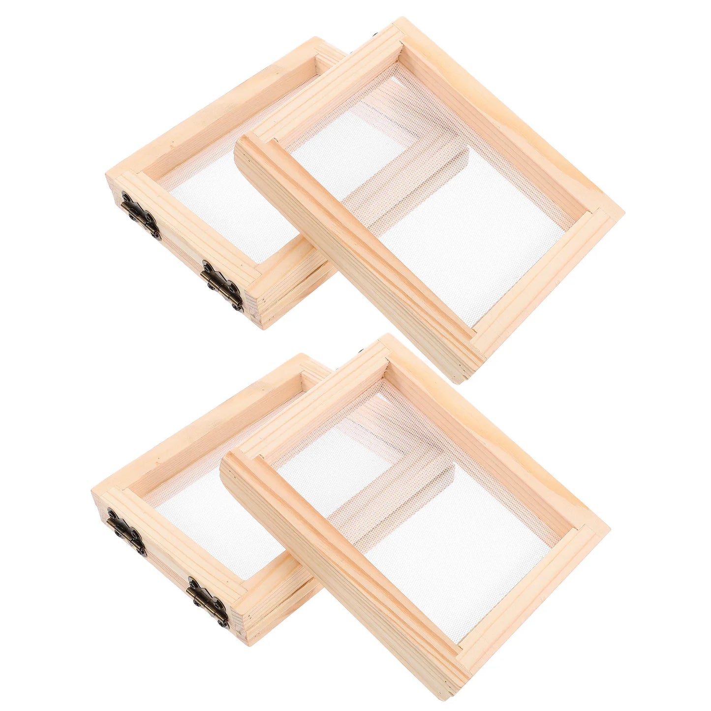 4Pcs Wooden Screen Mold for Papermaking DIY Paper Craft Frame Kit Smooth Finished Surface Safe for Kids Dried Flower Paper