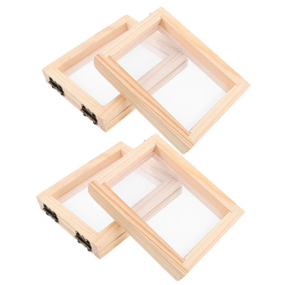4Pcs Wooden Screen Mold for Papermaking DIY Paper Craft Frame Kit Smooth Finished Surface Safe for Kids Dried Flower Paper