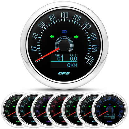 85MM GPS Speedometer 0-160MPH 0-200KMH With GPS Antenna 7 Colors Backlight Digital LED Odometer Gauge for 12V24V Car Boat Marine