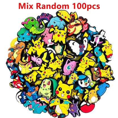 20-100Pcs Potdemiel Pokemon Series Shoe Charms For Slides Clog Sandals Shoes Decorations Accessories For Friend Party Gifts