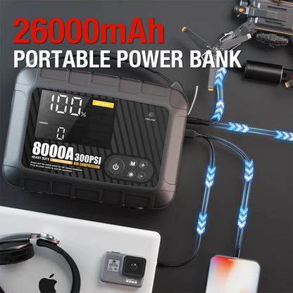 8000A Professional Heavy Duty Car Jump Starter Powerful Car 12V Car Battery Starter Booster Starting Device