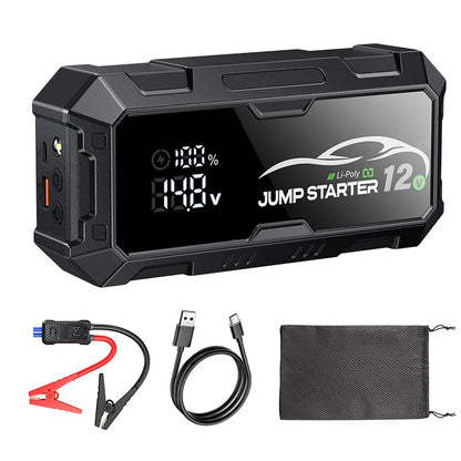 Portable 12V Car Emergency Starting Power Bank Car Jump Starter with Integrated Tire Inflator for Automobile Tyre Inflation