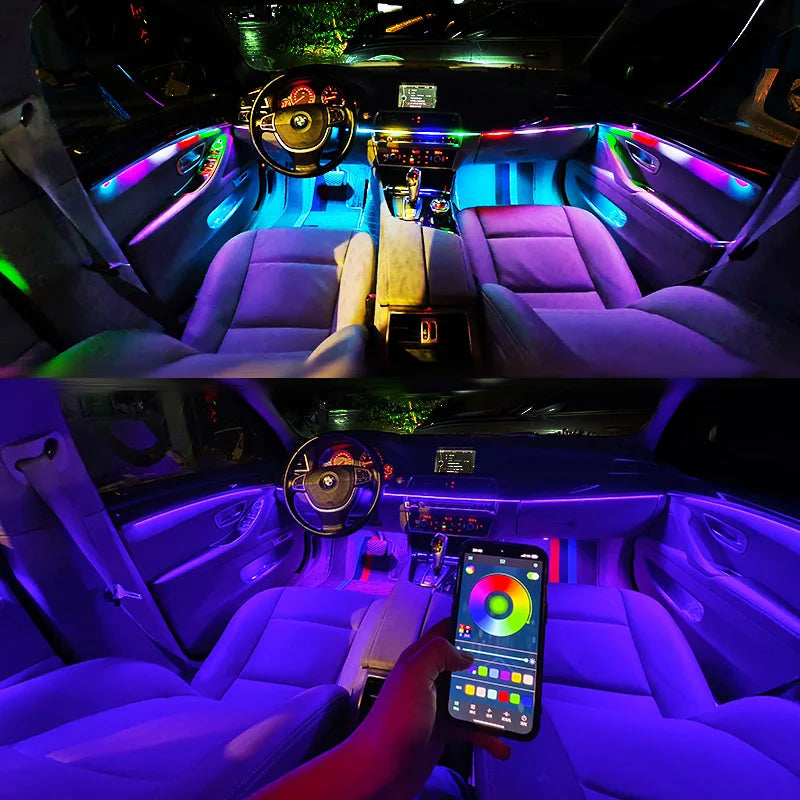 For BMW Only Neon Car Ambient Lights Full 213 Colors Streamer RGB LED Interior Hidden Ergonomic Strip For F10 F20 F30 G20 G30