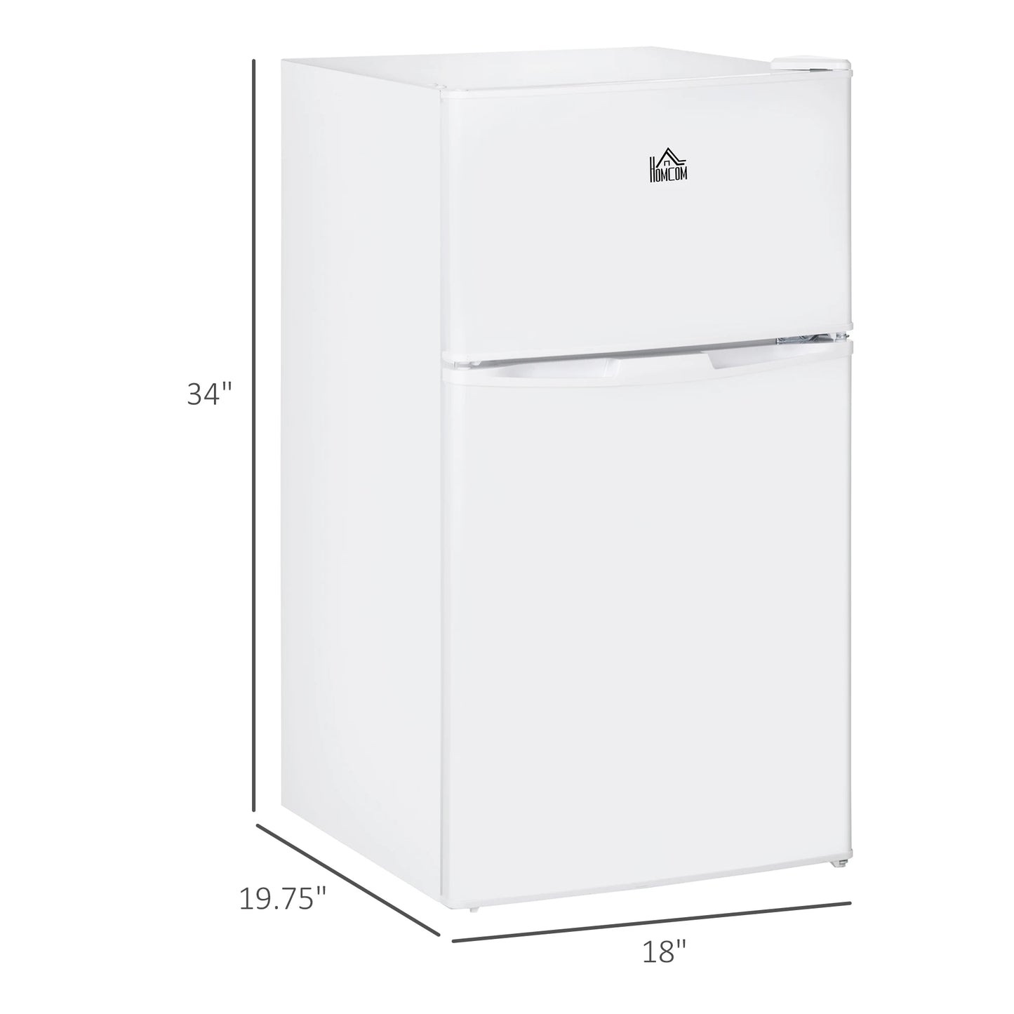 3.2 Cu.Ft Mini Fridge with Freezer, Double Door Compact Refrigerator with Adjustable Thermostat,, Energy Efficient, White