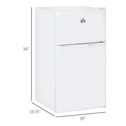 3.2 Cu.Ft Mini Fridge with Freezer, Double Door Compact Refrigerator with Adjustable Thermostat,, Energy Efficient, White