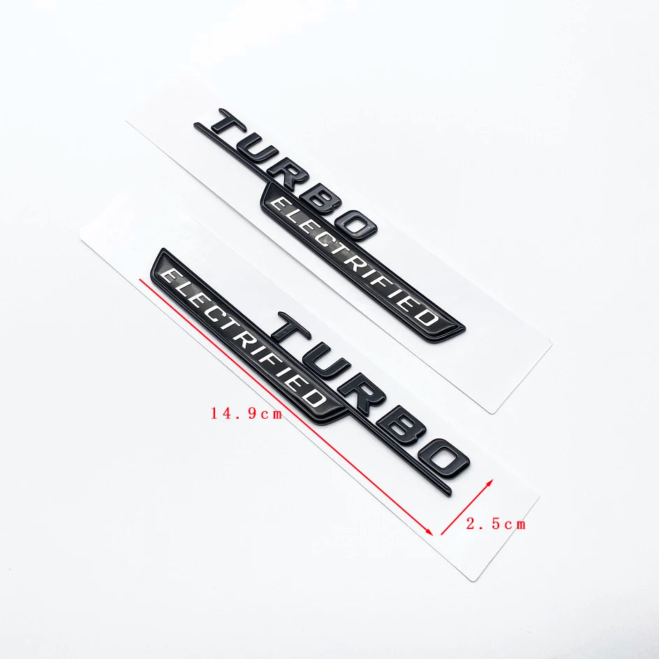 New Style TURBO ELECTRIFIED Letters Badge Car Tail Rear Trunk Tail Door Emblem Sticker For C43 Series