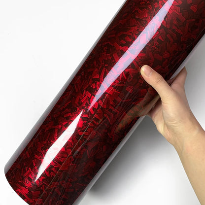Carbon Fiber Laser Red Car Stickers Glossy Holographic Vinyl Wrap Films Air Release Bubble Free Auto Body Decal Car Accessories