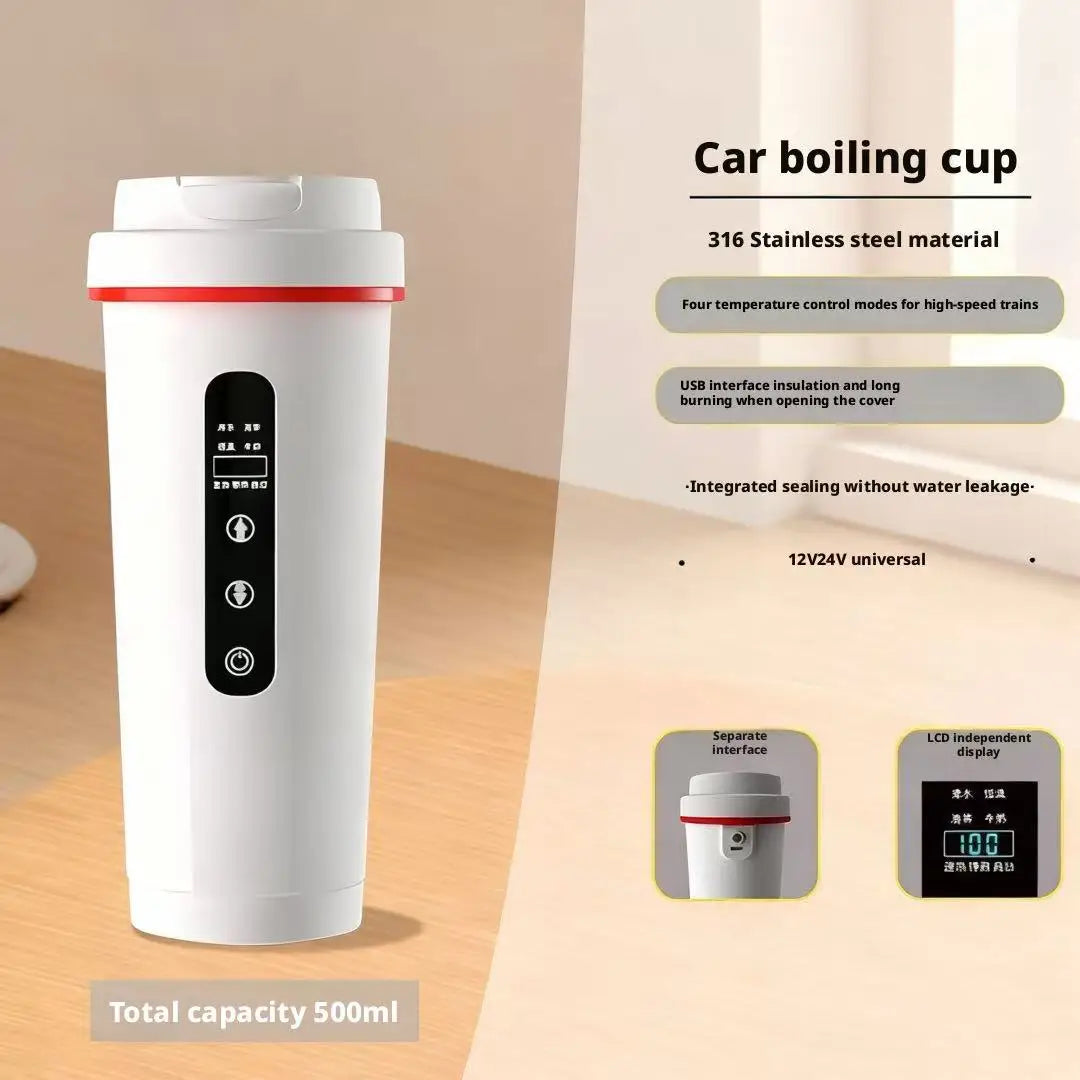 New Car Heated Water Cup - Smart Constant Temperature Digital Display Insulated Mug Multi-Functional Travel Heating Cup