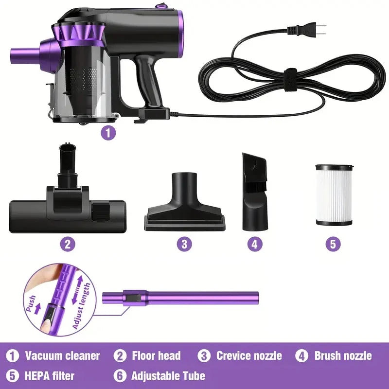 18kPa Max Handheld Vacuum, 3-in-1 Cordless Cleaner (Detachable Battery + Washable HEPA), Low Noise ≤60dB, Super Light 0.75kg