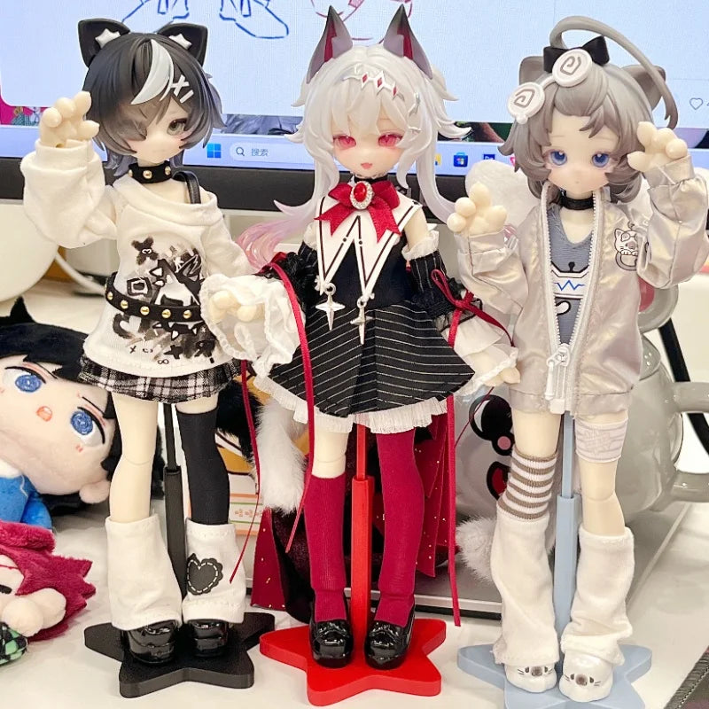 Miaomiaomiao Cifang Bjd Doll One Eighth Scale Articulated Cat Girl Blind Box Cute Trendy Ornament Moonlight Fairy Tale Gift Toy