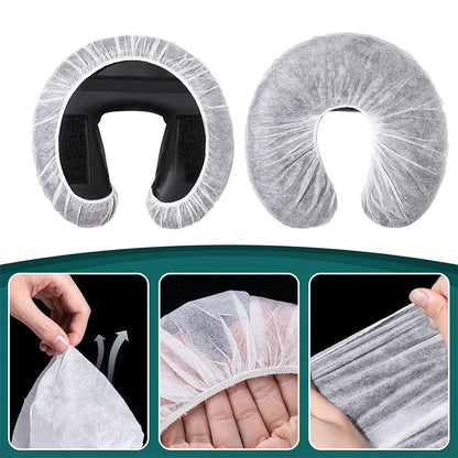100/10pcs Non-Woven U-Shaped Headrest Pillowcase  Disposable Massage Face Rest Cradle Cover Fitted Headrest Beauty Salon Tools