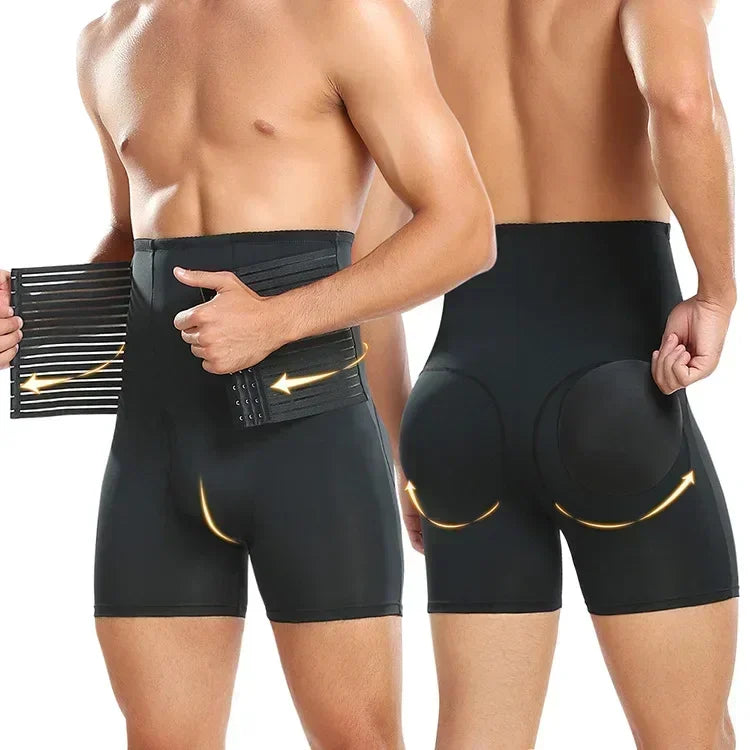 High Waisted tummy control body shaper Pants for Men Waist Trainer Corset Padded Panties Slimmer Thigh Breathable Underwear