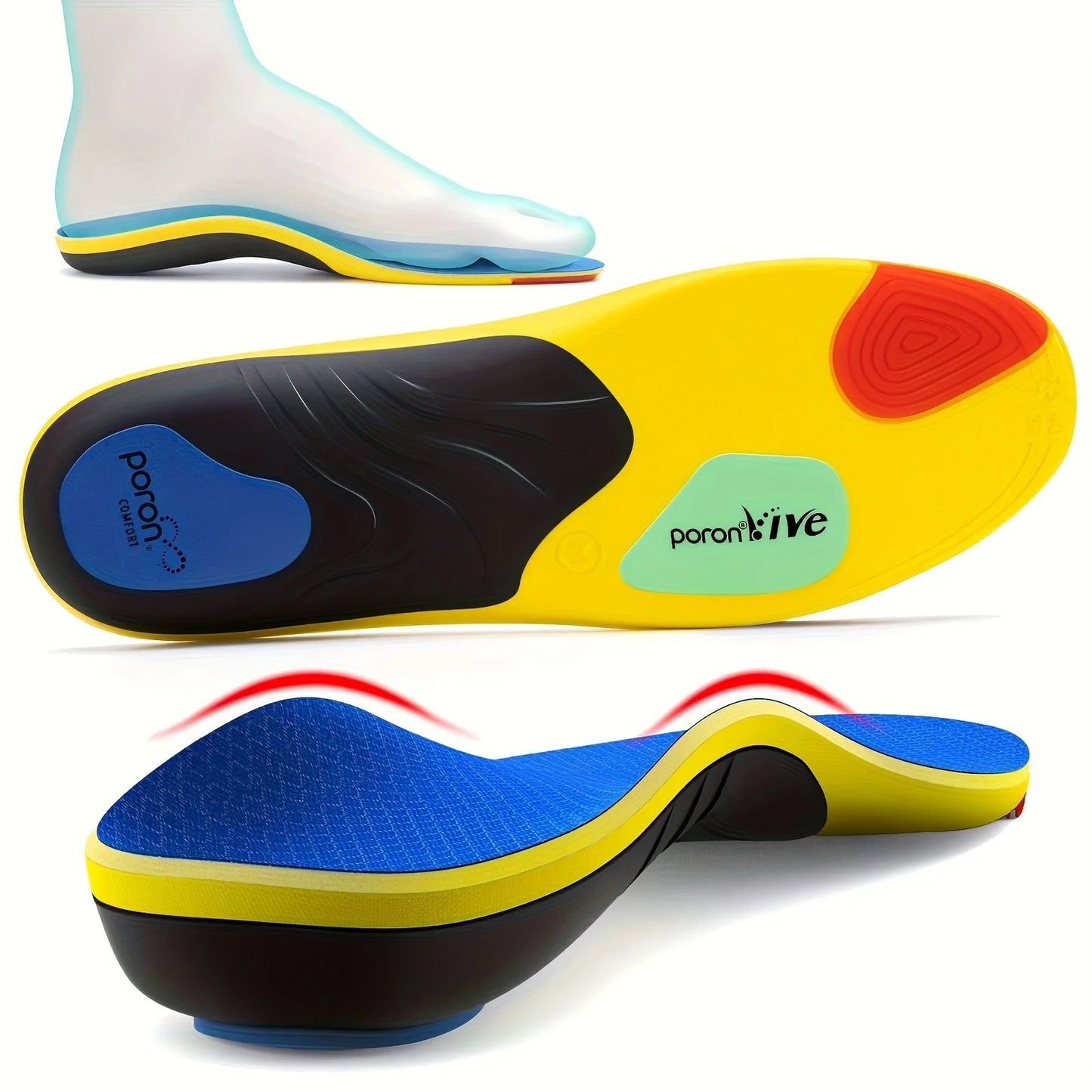 240lbs Heavy Duty Arch Support Insoles Sports Shock Absorption Elastic Wear Resistant Orthopedic Flatfoot Insoles Pain Relief