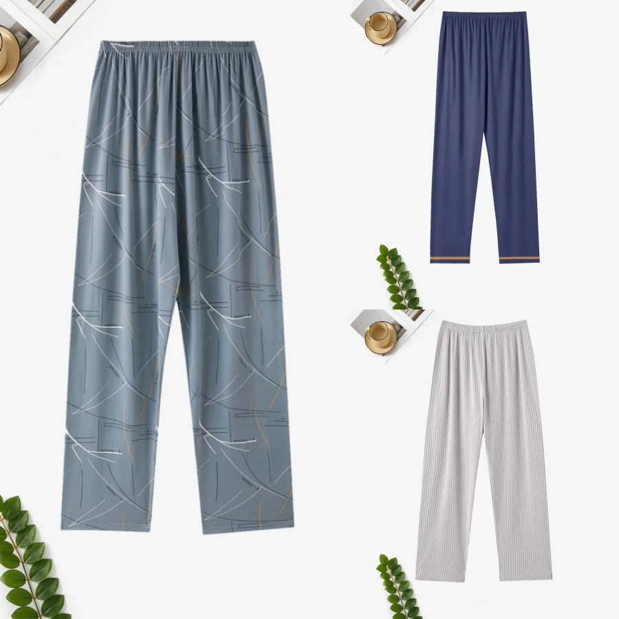 Pajama Pants Men's Spring and Autum Trousers Casual Trousers Autum and Winter Thin Home Trousers Long Loose Home Trousers
