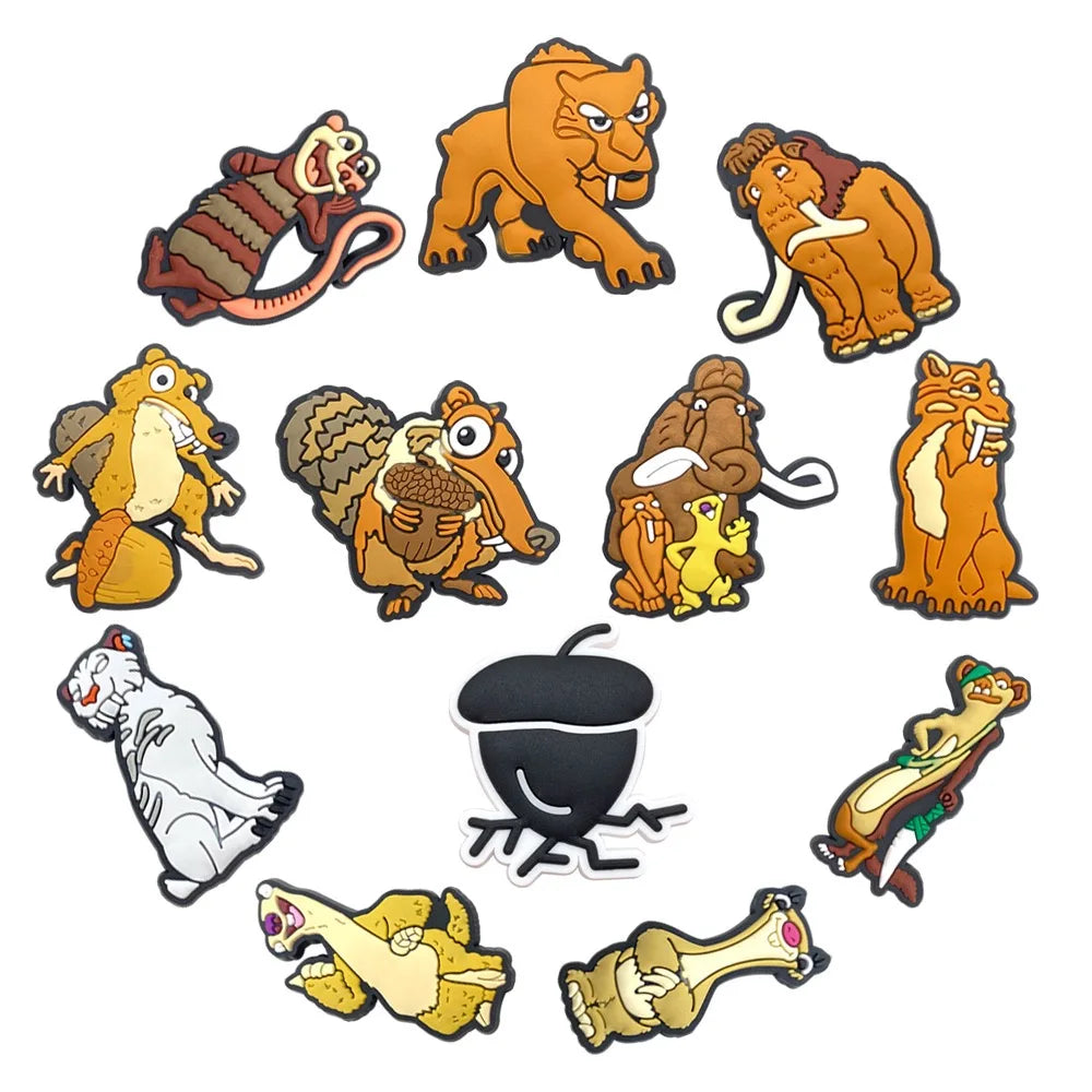 12-100Pcs Ice Age Shoe Charms Pin Cartoon Clog Sandal Accessories DIY Shoe Decoration Wristband Women Girl Party X-mas Gifts