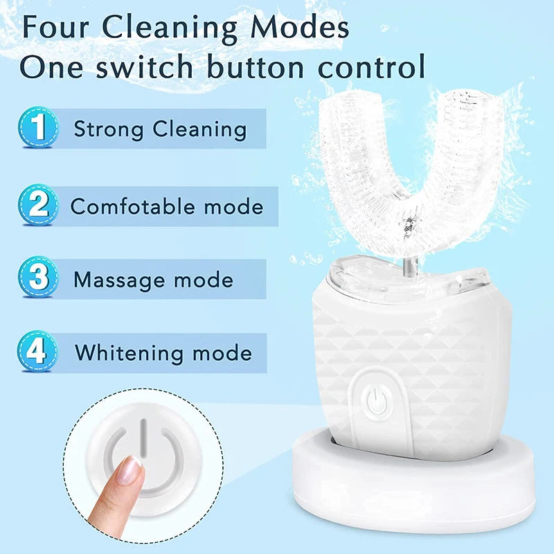 360 Degrees Automatic Sonic Electric Toothbrush Rechargeable USB Intelligent Teeth Brush Tooth Whitening Blue Light Adult