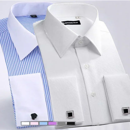 French Cufflinks Shirt, Men's Long Sleeve, Four Seasons Gentlemen's Shirt, One Piece, Multi color, Business Casual Shirt