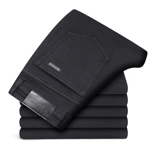 Men Stretch All Black Colors Trousers Brand Clothing New Fashion Casual Denim Pants Male Quality