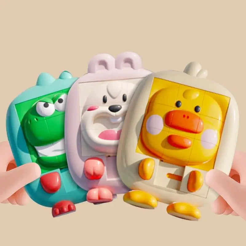 Cartoon Huarong Road Puzzle Logic Board Dinosaur Rabbit Duck Slide Puzzle Thinking Education Challenge Game Children Travel Toy