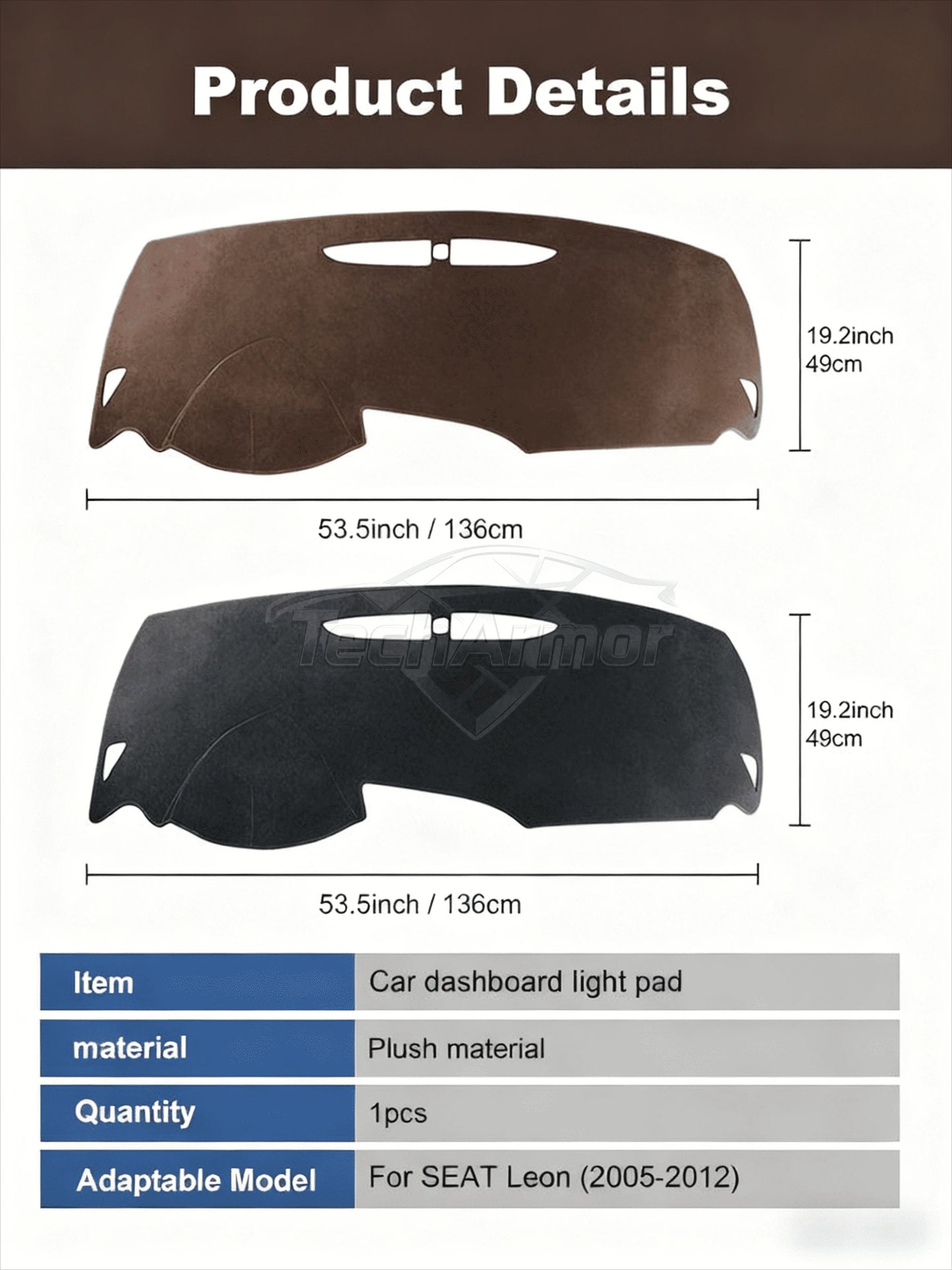 Flannel Car Dashboard Cover Pad For Seat Leon 2005-2012 Sunshade Protector Anti-UV Dash Mats Non-slip Auto Interior Accessories